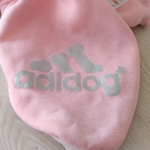 Adidog Pink Pullover Doggie Hoodie Size Medium - Picture 2 of 8